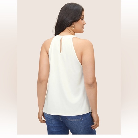 BloomChic Plus Size XL Solid Stand Up Collar Gathered Tank Top us14-16 - Picture 5 of 7